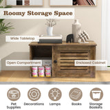 Giantex Cat Litter Box Enclosure - Litter Box Hidden Furniture with Louvered Door, Front Entry, Storage Cabinet, Farmhouse Wooden Cat Washroom Pet House Coffee Table, Fit Most of Litter Box, Brown Giantex