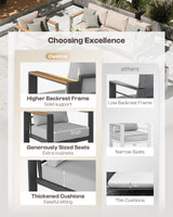 Oasbira Aluminum Outdoor Patio Furniture Set with Coffee Table, 5 Piece Patio Conversation Sets, Patio Sectional Furniture Set for Porch, Balcony, Yard, Gray Oasbira