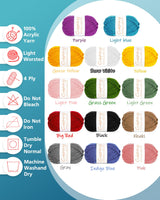 Coopay Crochet & Knitting Yarn, 25g x 14 Multicolor Acrylic Yarn, 1071yd, 4ply Soft, Beginner/Professional Kit Coopay