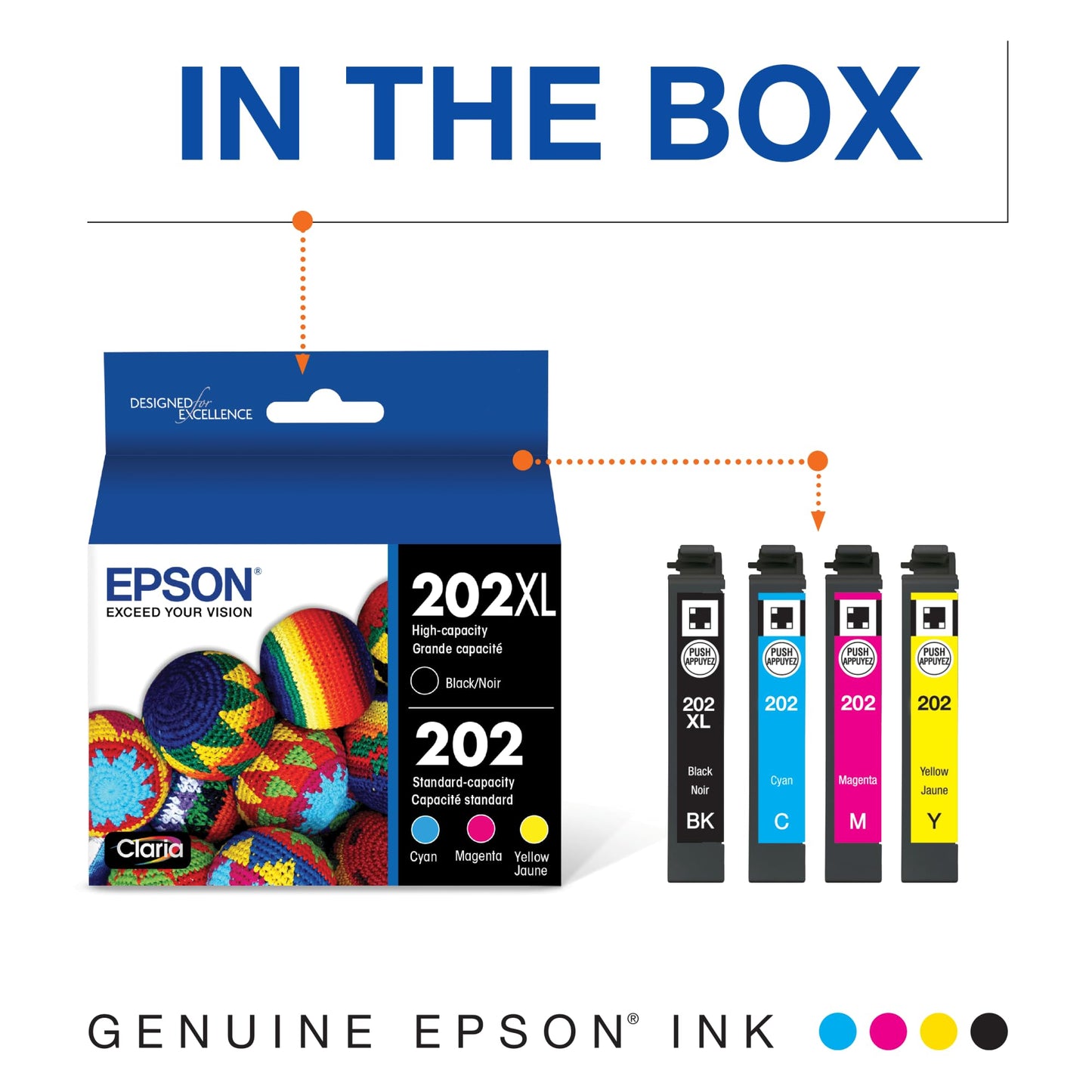 EPSON 202 Claria Ink High Capacity Black & Standard Color Cartridge Combo Pack (T202XL-BCS) Works with WorkForce WF-2860, Expression XP-5100