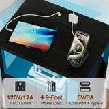 LOAKEKEL Nightstand with Charging Station, End Table with 2 Fabric Drawers, LED Night Stand for Bedroom, Small Bed Side Table with USB Ports and Outlets for Living Room, Black, HETS02BK-1 LOAKEKEL