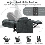 ABCASA Large Dual Motor Lay Flat Power Lift Recliner Chair for Elderly with Heat ＆ Massage, Comfortable Chenille Recliner, Cup Holder, Side Pocket,USB-A ＆ C Ports, Gray Blue ABCASA