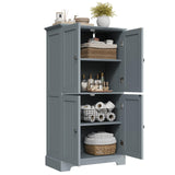 ChooChoo Bathroom Floor Cabinet, Modern Bathroom Storage Cabinet with 4 Doors and Adjustable Shelves, Freestanding Cupboard for Living Room, Grey ChooChoo