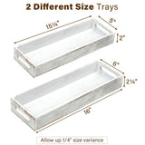 LotFancy Wooden Decorative Tray, Set of 2, Long Rustic Centerpiece Tray for Dining Room, Coffee Table Décor, Rectangle Farmhouse Tray LotFancy