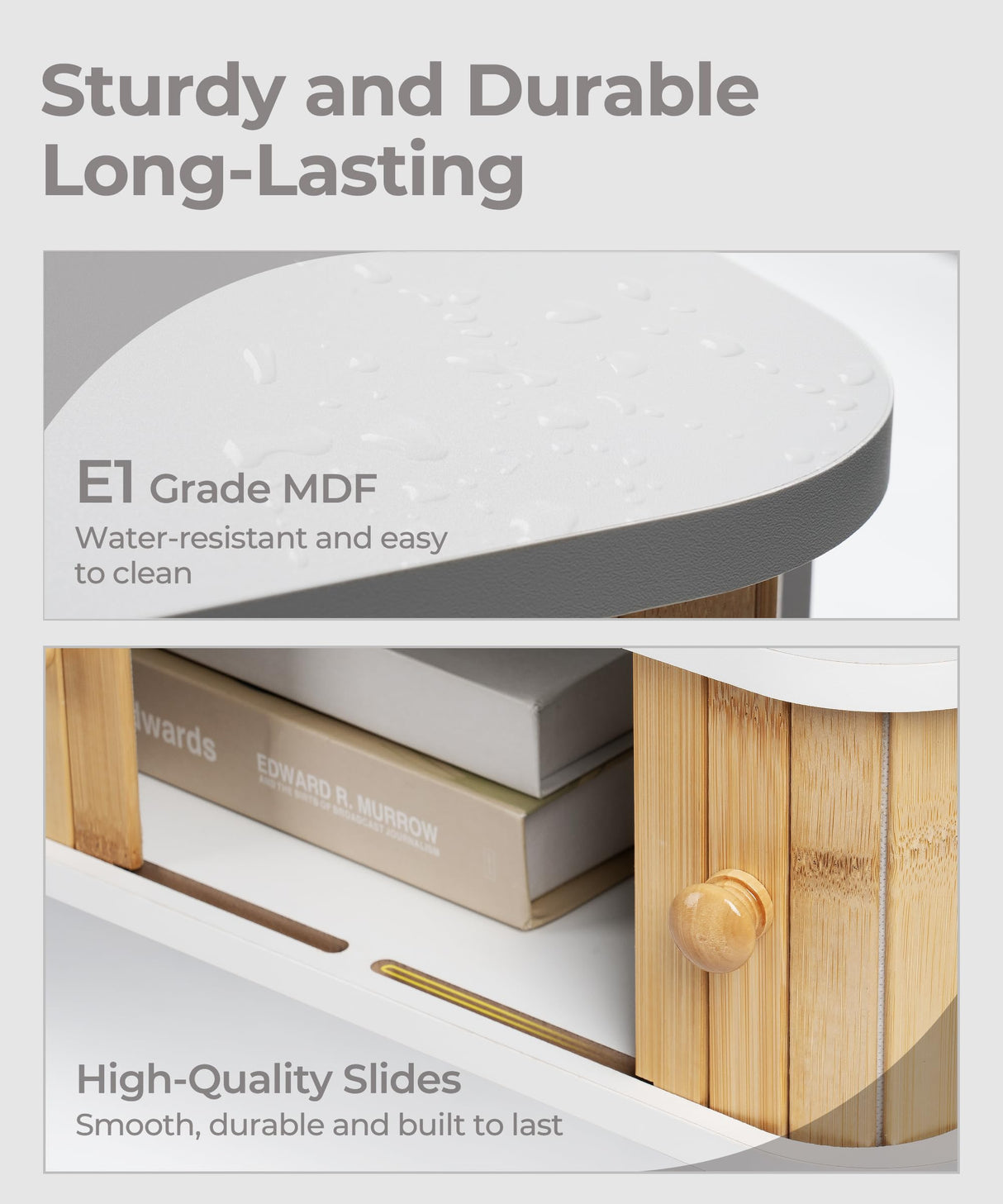 SUMGAR Floating Nightstand White Bedside Table Modern Boho Organiser Small Spaces Wall Mounted Shelf Storage with Drawers Wood Bamboo Natural Hanging Furniture for Bedroom Home Decor SUMGAR