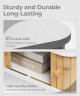 SUMGAR Floating Nightstand White Bedside Table Modern Boho Organiser Small Spaces Wall Mounted Shelf Storage with Drawers Wood Bamboo Natural Hanging Furniture for Bedroom Home Decor SUMGAR