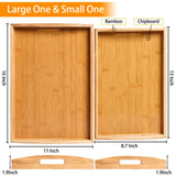 2 Pack Bamboo Serving Tray with Handles, Portable Bed Tray for Breakfast Dinner, Eating Trays for Living Room,Restaurants JUPELI