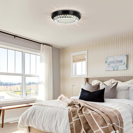 Knwjmv Ceiling Light Fixture Hallway Lighting Fixtures Ceiling 9In Bathroom Ceiling Light Crystal Ceiling Light Dimmable Black Flush Mount Ceiling Light Fixture for Bedroom, Living Room, Dining Room Knwjmv
