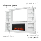 Real Flame Monte Vista 108" Landscape Electric Fireplace TV Stand for TVs up to 60 inches, Entertainment Center with Adjustable Shelves and Storage, TV Stand for Living Room and Bedroom, White Real Flame