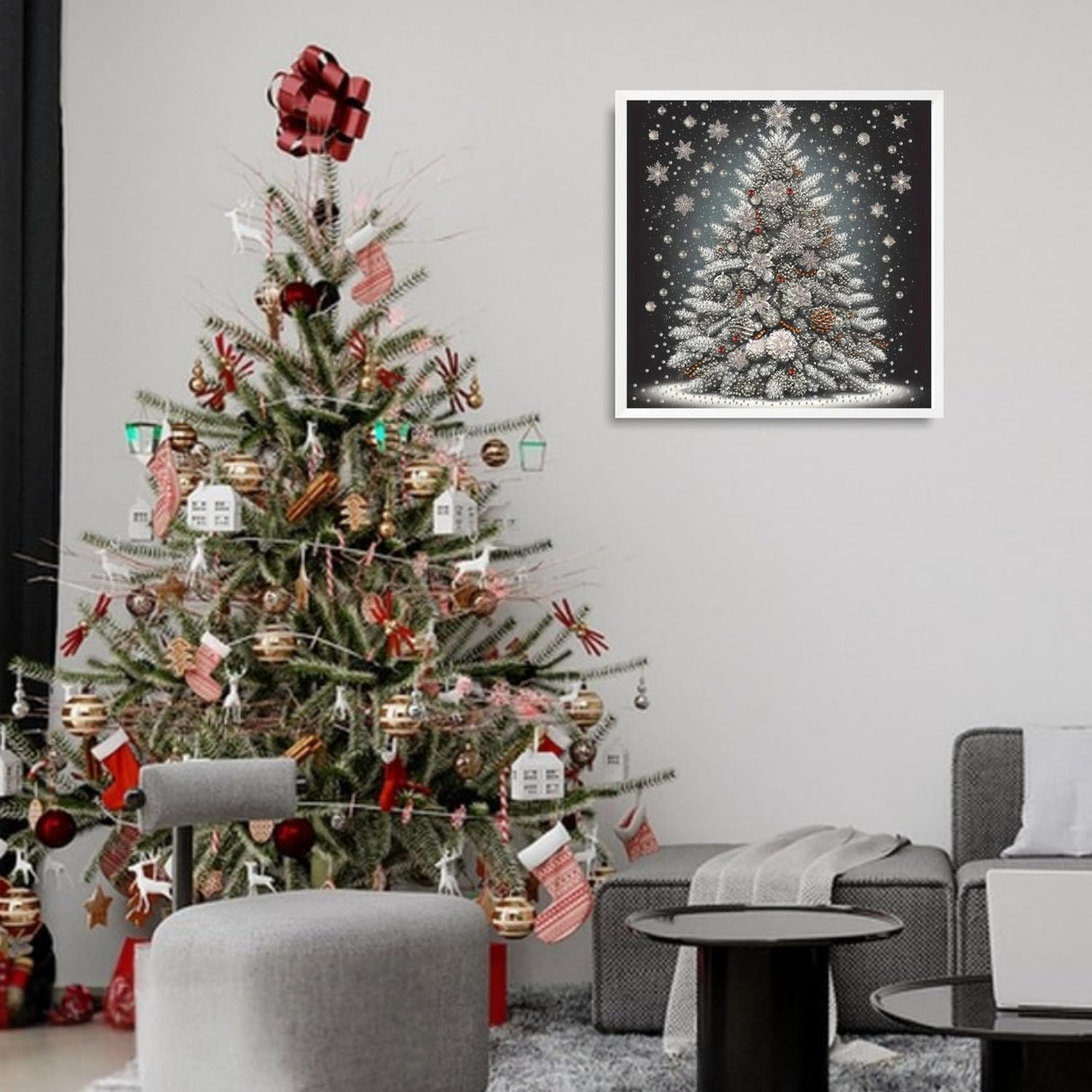 5D Christmas Diamond Art Kits for Adults, Christmas Tree Diamond Painting Kits for Beginners, DIY Special Shaped Paint by Diamonds Crystal Gem Art Painting Kit, for Home Wall Decor 11.8x11.8inch GXGLLPZBY