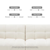 mopio Aaron Couch, Small Sofa, Futon, Sofa Bed, Sleeper Sofa, Loveseat, Mid Century Modern Futon Couch, Sofa Cama, Couches for Living Room, Bedroom (Pearl White, Boucle) mopio