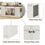 Large Dog Crate Furniture - Wooden Indoor Dog Kennel Furniture for 2 Dogs with 2 Drawers and Removable Divider, Heavy Duty Dog Crate Table, 63" L x 23.6" W x 31.5" H, White Faceket