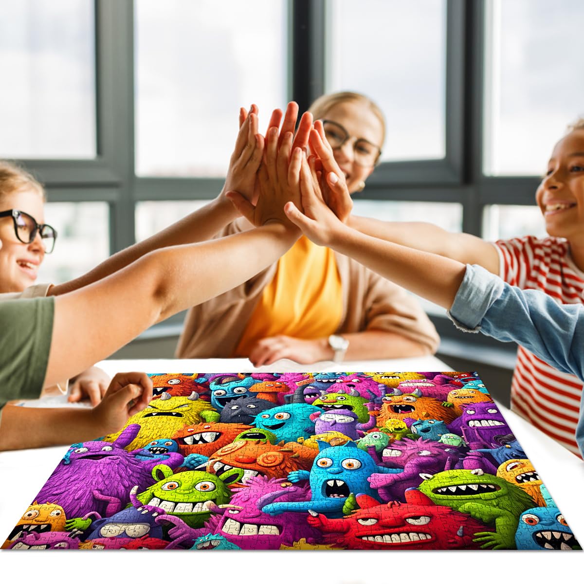 Jigsaw Puzzles for Adults 1000 Piece Puzzle for Adults 1000 Pieces Puzzle 1000 Pieces-Crazy Colorful Monsters HUADADA