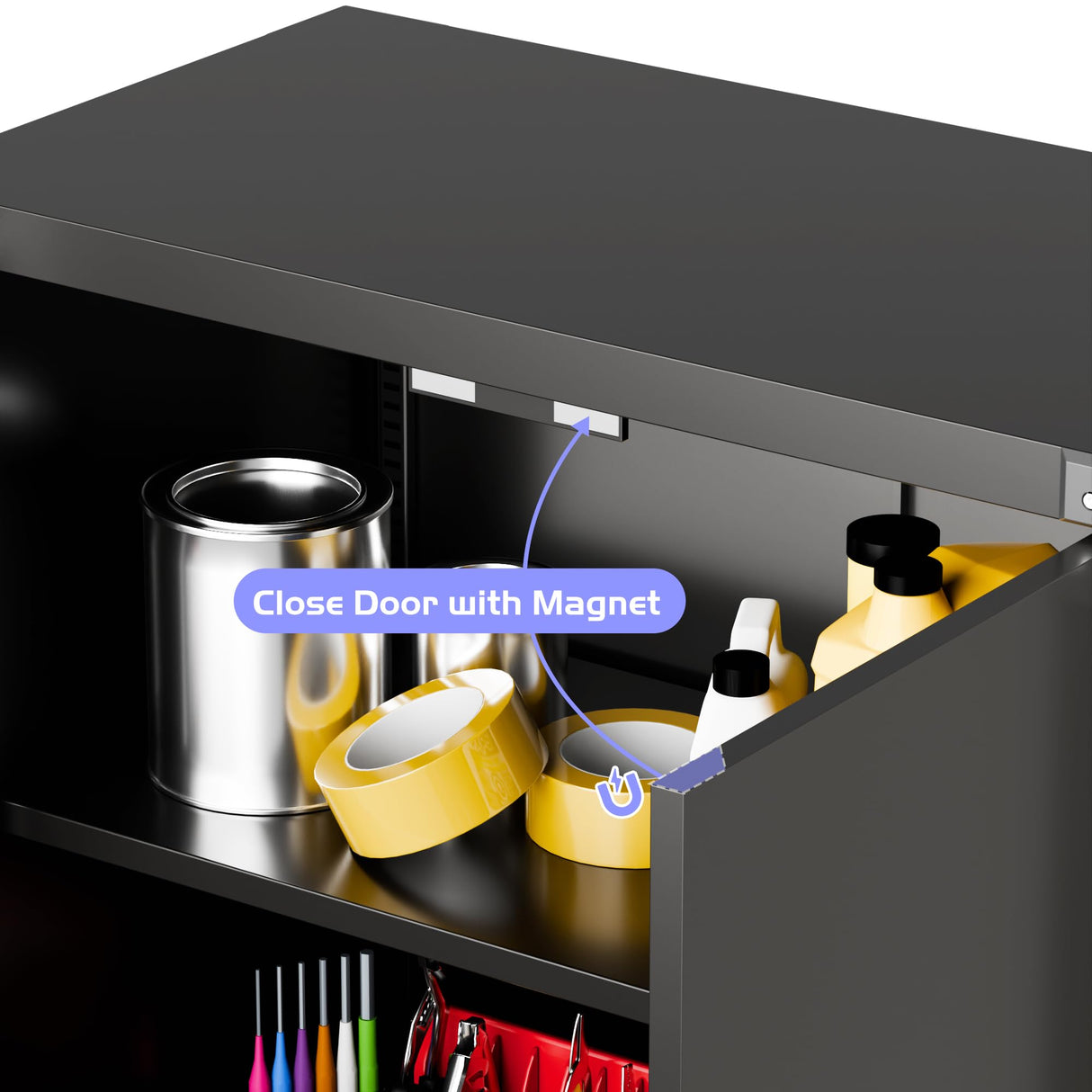 Aobabo 72" H Metal Storage Cabinet with Wheels for Garage, Locking Metal Storage Cabinet with 4 Shelves and 2 Pegboards, Rolling Tool Storage Cabinet on Wheels, Black, Assembly Required Aobabo