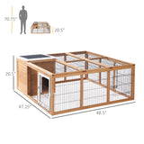 PawHut Rabbit Hutch Bunny Cage with Openable Main House, Indoor Outdoor Waterproof Rabbit House, Guinea Pig Cage for Small Animals with Three Ventilation Doors, Natural PawHut