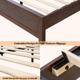 AMERLIFE King Size Farmhouse Bed Frame with Barn Door Headboard and Under Bed Storage AMERLIFE