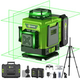 16 Lines Green Laser Level Kit -4x360° 4D Self-Leveling Cross Line Laser Level, Rotary Base and Accessories for Construction, Home Improvement and Picture Hanging,Portable Hard Carry Case Included… CHISHIB