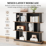 LIKEMET 3-Tier Horizontal Bookcase, 47'' Geometric Bookshelf with Anti-Tipping Kit, Open Modern Room Divider Display Shelf, Storage Organizer Shelf for Bedroom, Living Room, Office LIKEMET