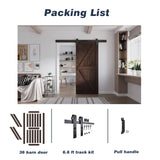 FREDBECK 36in x 84in Brown Barn Door with 6.6ft (79inch) Barn Door Hardware Track Kit and Handle Included, Double Surfaces,Simple Assembly is Required,K-Frame,Coffee FREDBECK