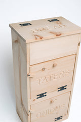 Country Barn Gifts Amish Made Unfinished Pine 2 Door Potato and Onion with Bread Compartment for Kitchen Storage Countrybarngifts