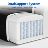 Cozy Castle 71" Loveseat Sofa, L Shaped Comfy Corduroy Boneless Couch with Deep Seat and Ottoman Chaise Cloud Sofa Upholstered Couches for Living Room Bedroom No Assembly Required (Black) Cozy Castle