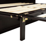 Ball & Cast Murphy Bed Queen Size,Wood Rattan Decoration Hideaway Cabinet Bedframe with Power Station,Wall Platform can be Folded up,Fold-Down Chest W/Drawer,for Apartment,Bedroom,Espresso Ball & Cast