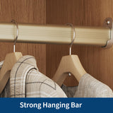 GarveeHome Bedroom Wooden Armoire Wardrobe Closet, Freestanding Large Wardrobe Armoire Cabinet with Glass Doors and 2 Drawers, Shelves & Hanging Rod for Bedroom, Clothes, Natural GarveeHome