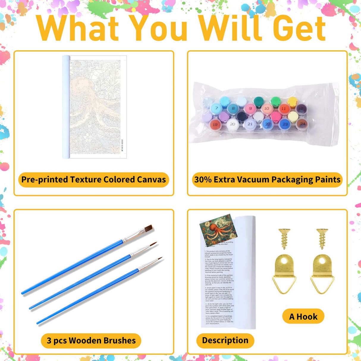 Octopus Paint by Numbers for Adult, Octopus Paint by Numbers Kit for Adults Beginners, DIY Acrylic Painting on Canvas for Home Wall Art Decor(16x20Inch Mandun