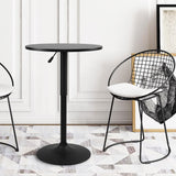NOBPEINT Round Pub Table, Height Adjustable Bar Table 25-35 inches, 360 Swivel Black Table Top, with Black Chassis NOBPEINT