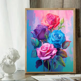 MaiMMaledy Paint by Numbers Kit for Adults Beginners Canvas Pictures with Framed Drawing Painting Acrylic Pigment with Wooden Triangle Easel Rose 8Wx12L inch MaiMMaledy