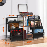 sugitek Record Player Stand,Vinyl Storage with 6-Tier Up to 280 Albums CDs, Record Holder Display Shelf for Living Room,Bedroom,Record Cabinet for Media Stereo Audio（Black） sugitek