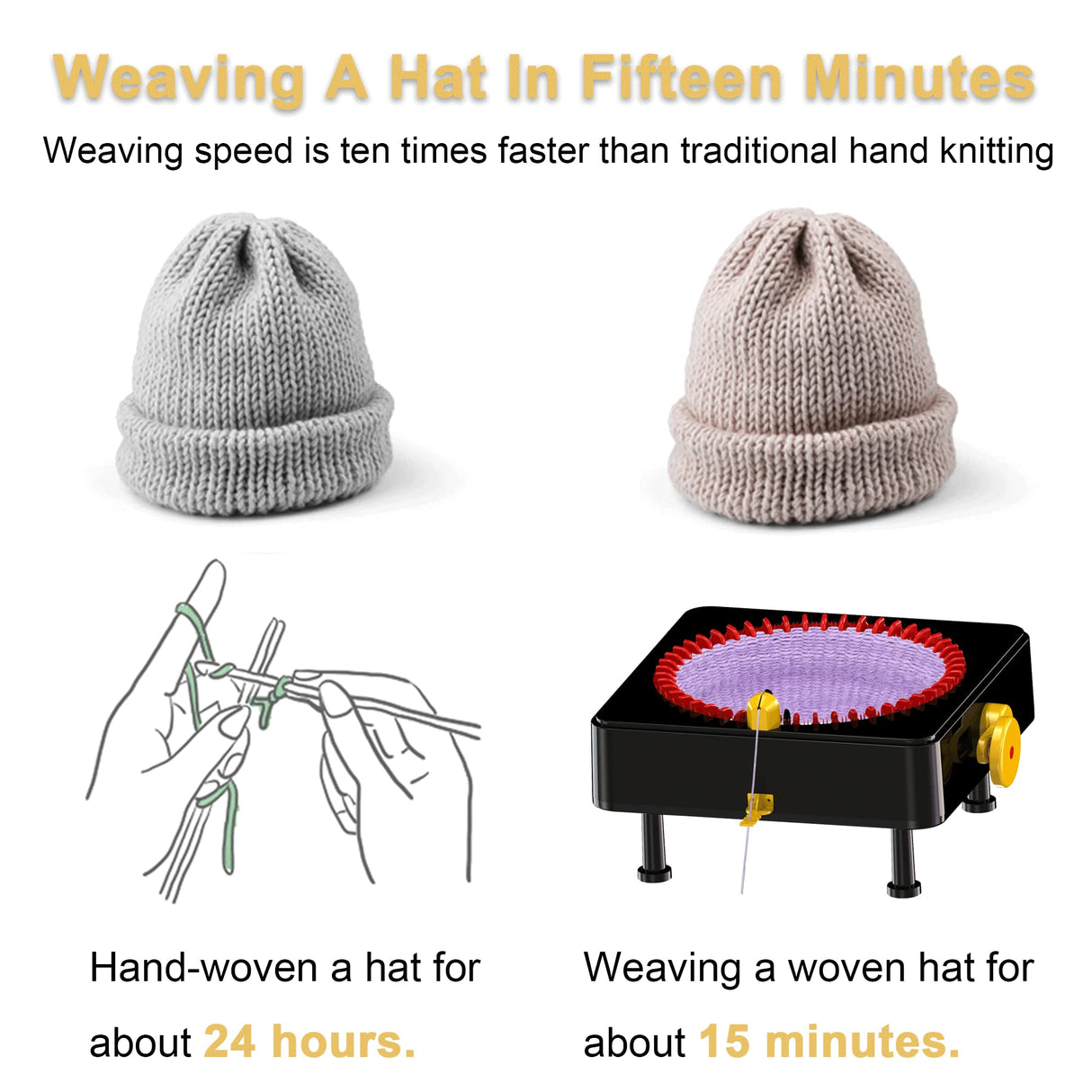 JAMIT Knitting Machine, 48 Needles Knitting Loom Machine, Hand Crank Knitting Machines for Adults, Knitting Board Rotating Double Knit Loom Machine Kit (No Electric Function) JAMIT