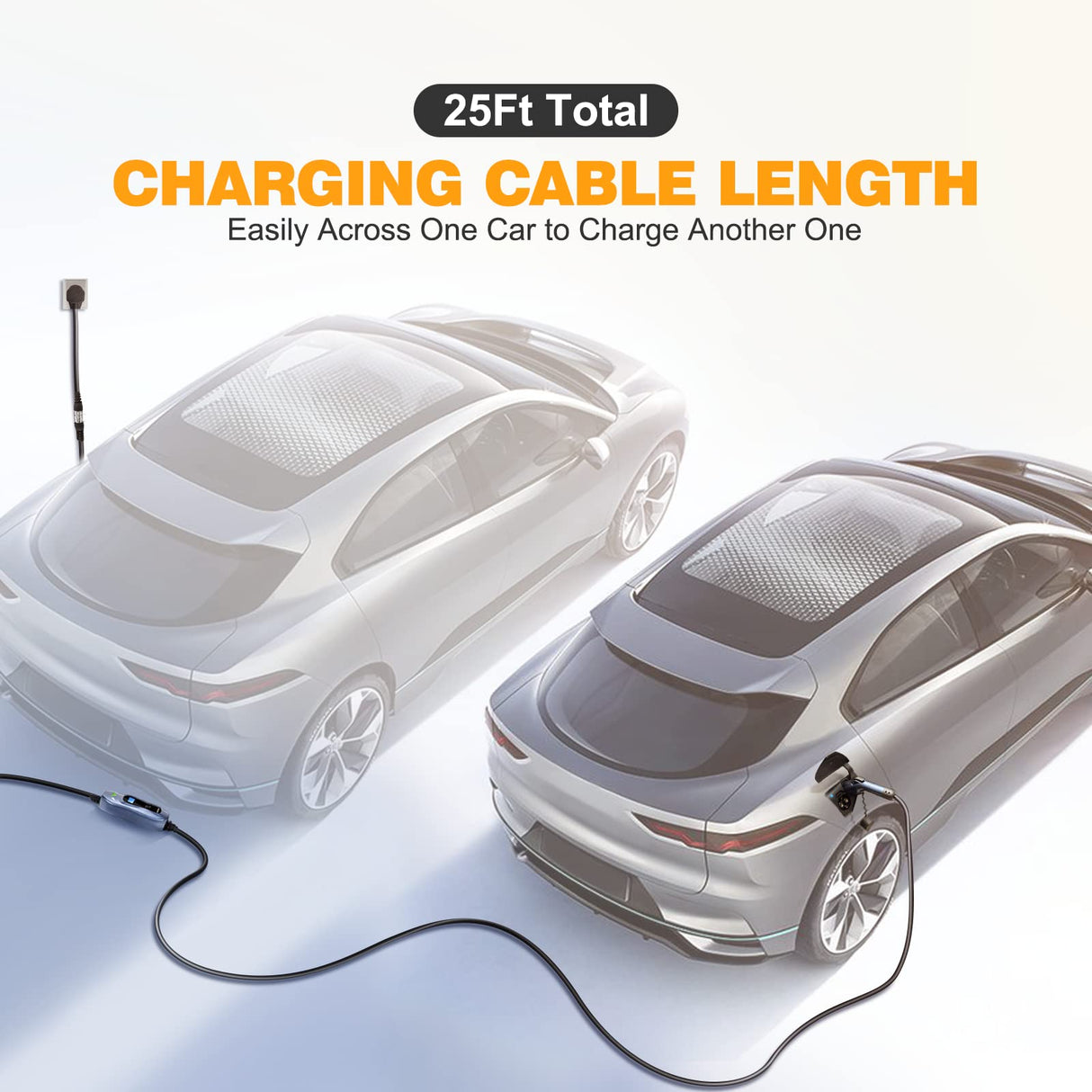 MUSTART TRAVELMASTER Level 2 Portable EV Charger, 25ft Cable, Intelligent Plug Identification Auto-Adjusts Maximum Safe Current 15A/25A/32A Electric Vehicle Plug-in Charging Station (2-Gen) MUSTART