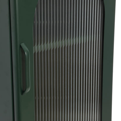 Creative Co-Op Solstice Metal Cabinet with Arched Glass Door, Dark Green - WoodArtSupply