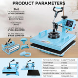 AKEYDIY Heat Press 15x15 inch 5 in 1 with 30OZ Tumbler Press, 360° Swivel Away Slide Out Digital Shirt Press Machine, Industrial Heat Transfer Machine Sublimation for T-Shirt/Tumbler/Mug/Hat/Cap/Plate AKEYDIY