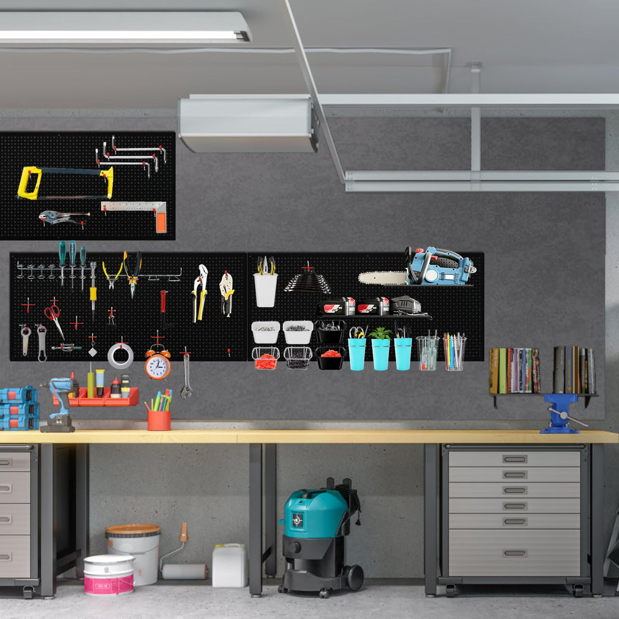 Daanxw Peg Board, 3 Pack 16-Inch X 36-Inch Heavy Duty Steel Pegboard,Heavy Duty Black Pegboard for Walls, Garage, Workbench, Craft Room Tool Organization, Metal Pegboard Panels(Black) Daanxw