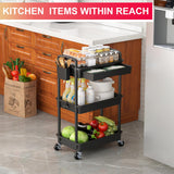 Goovilla 3 Tier Rolling Utility Cart Organizer with Removable Drawer, Stable and Sturdy Black Rolling Storage Carts with 2 Lockable Wheels for Bathroom, Kitchen, Snack, Craft, Makeup, Baby Essentials Goovilla