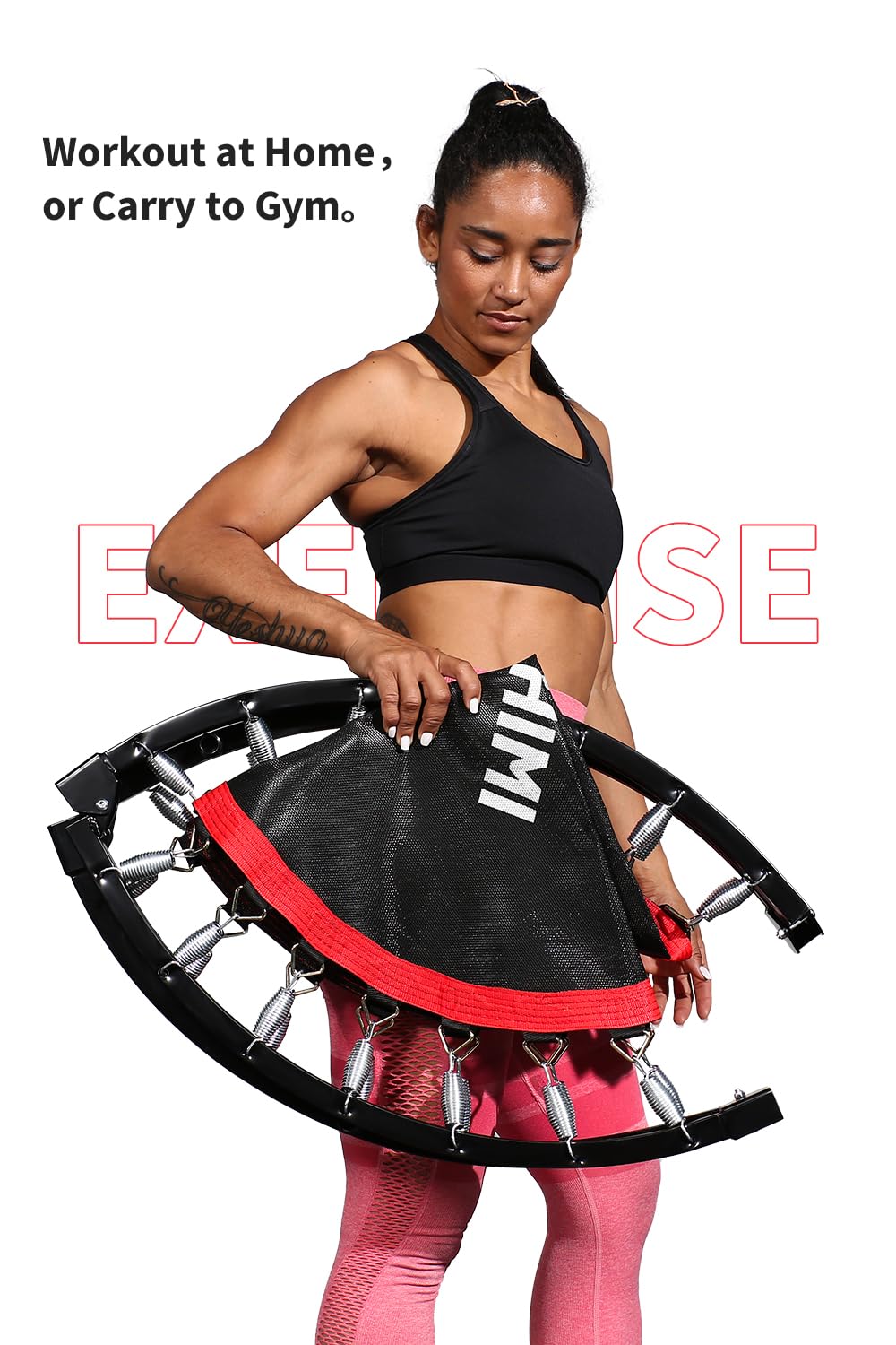 Kanchimi 550 LBS Foldable Mini Trampoline, 40" Fitness Trampoline Without armrests/U Shape Adjustable Foam Handle, Stable & Quiet Exercise Rebounder for Adults Indoor/Outdoor Workout (Black, 40 inch) Kanchimi