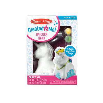 Melissa & Doug Created by Me! Decorate-Your-Own Unicorn Bank Craft Kit with 6 Pots of Paint, Glitter Glue, Paintbrush