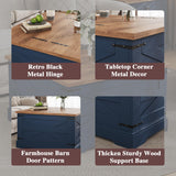 BestHaped Farmhouse Coffee Table with Hidden Storage, Navy Blue Square Coffee Table for Living Room, Wood Large Center Table with Hinged Lift Top for Home, Office BestHaped