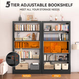 CRPDY 71" Tall Metal Bookshelf 5 Tier Heavy Duty Bookshelves with Adjustable Storage Shelves Library Bookcase with Book Stopper for Living Room, Library, Office, Bedroom, School CRPDY