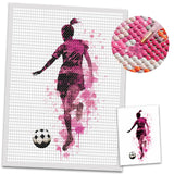 COGNOO DIY Drill 5D Diamond Art,Basketball Diamond Art,Girl Soccer Poster Soccer Mom Soccer Football Poster Diamond Art Painting Pink Decor,7.8x11.8 inch COGNOO