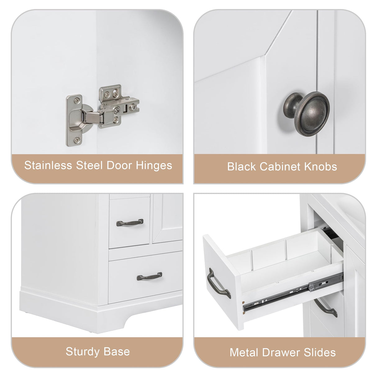 36" Bathroom Vanity with Sink, Harper & Bright Designs Free Standing Single Basin Vanity Set with 6 Drawers & One Cabinet with Adjustable Shelf, Bathroom Cabinet with Ceramic Basin for Bathroom, White Harper & Bright Designs