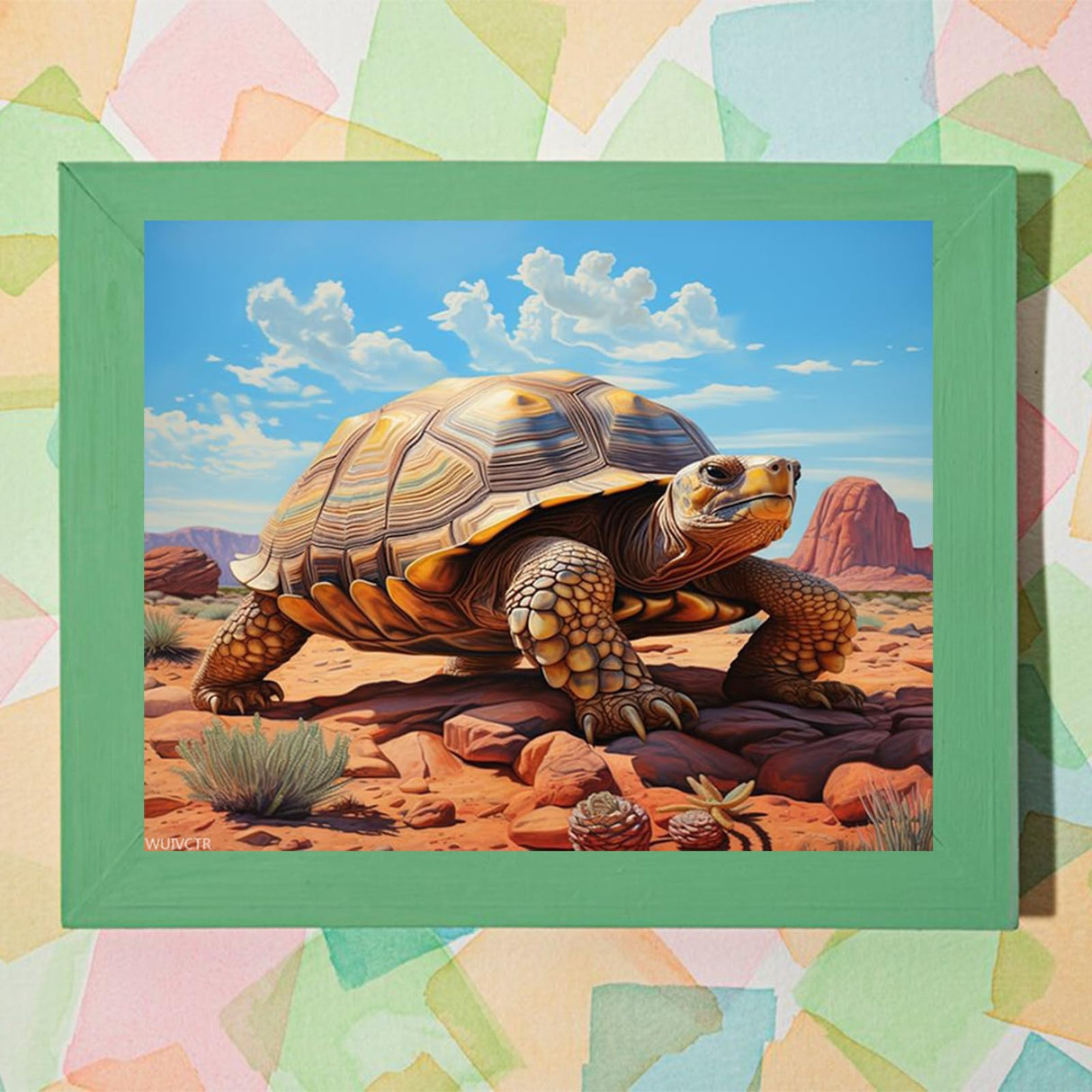 WUIVCTR DIY Easy Acrylic Paint by Number Kits on Canvas, Animal Turtle in Desert, Create Works of Art Easily, 40x50cm, Without Frame WUIVCTR