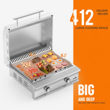 Stanbroil 28-Inch Premium Built-In Liquid Propane Griddle for Outdoor Kitchen Grill, Durable Stainless Steel 2-Burner Flat Top Grill with Lid for BBQ Island, 34,000 BTUs Stanbroil