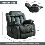 INZOY Massage Swivel Rocker Recliner with Heat and Vibration, Manual Rocking Recliner Chair with Vibrating Massage, Comfy Padded Overstuffed Soft Fabric Heated Recliner, Grayish Green INZOY