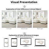 Merax 86.5" Sectional Sofa with Storage & Ottomans-Cream 5-Seater Sleeper Cloud Couch, Space Saving Convertible L/U Shaped Sofa Set, Chenille Upholstered Couches Bed for Living Room & Apartment, White Merax