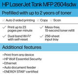 HP LaserJet-Tank MFP 2604sdw Wireless Black & White Printer Prefilled With Up to 2 Years of Original HP-Toner (381V1A) HP