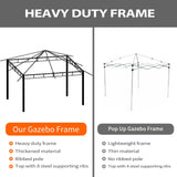 FAB BASED 10x12 Gazebo, Double Vent Canopy Gazebo for Outdoor with Privacy Netting, Easy Setup Patio Pavilion with Steel Frame Strong Legs for Lawn, Backyard, Deck (Ash Grey) FAB BASED