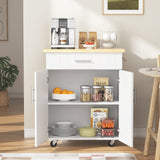 JY QAQA 26" Kitchen Island on Wheels with Storage Cabinet Kitchen Cart Cabinet with Shelves, Cart Handle for Towel Rack or Free Mobility, Portable Islands for Kitchen,White JY QAQA PET